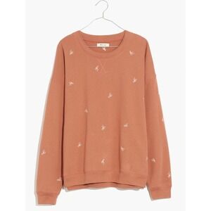Madewell Sweatshirt Womens Small Rust Embroidered‎ Bow Crewneck Preppy Lounge